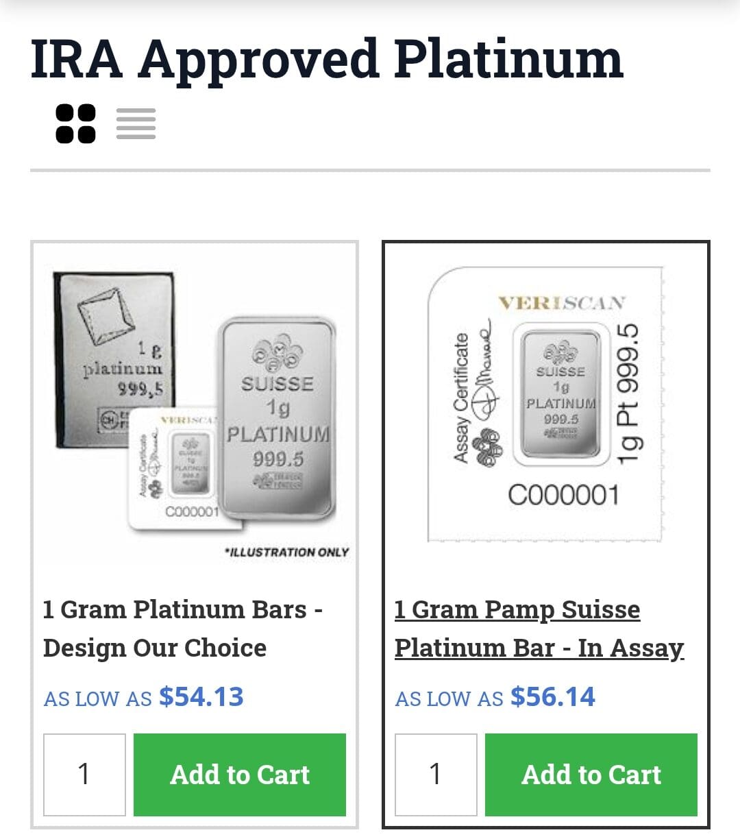 IRA approved platinum, SD Bullion