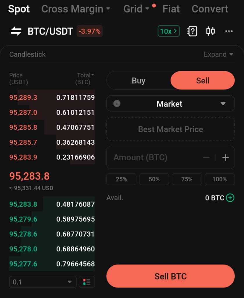 KuCoin sell a coin example