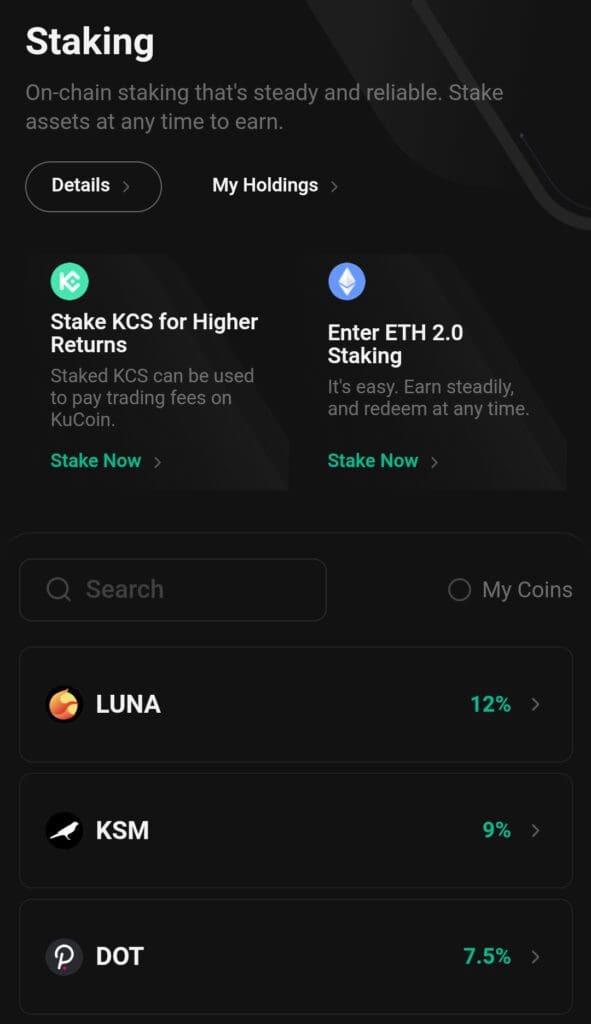 KuCoin staking