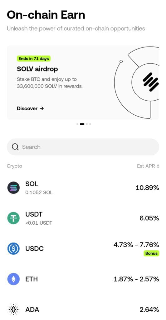 OKX on chain earn