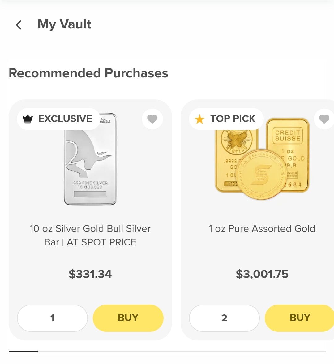 Silver Gold Bull my vault