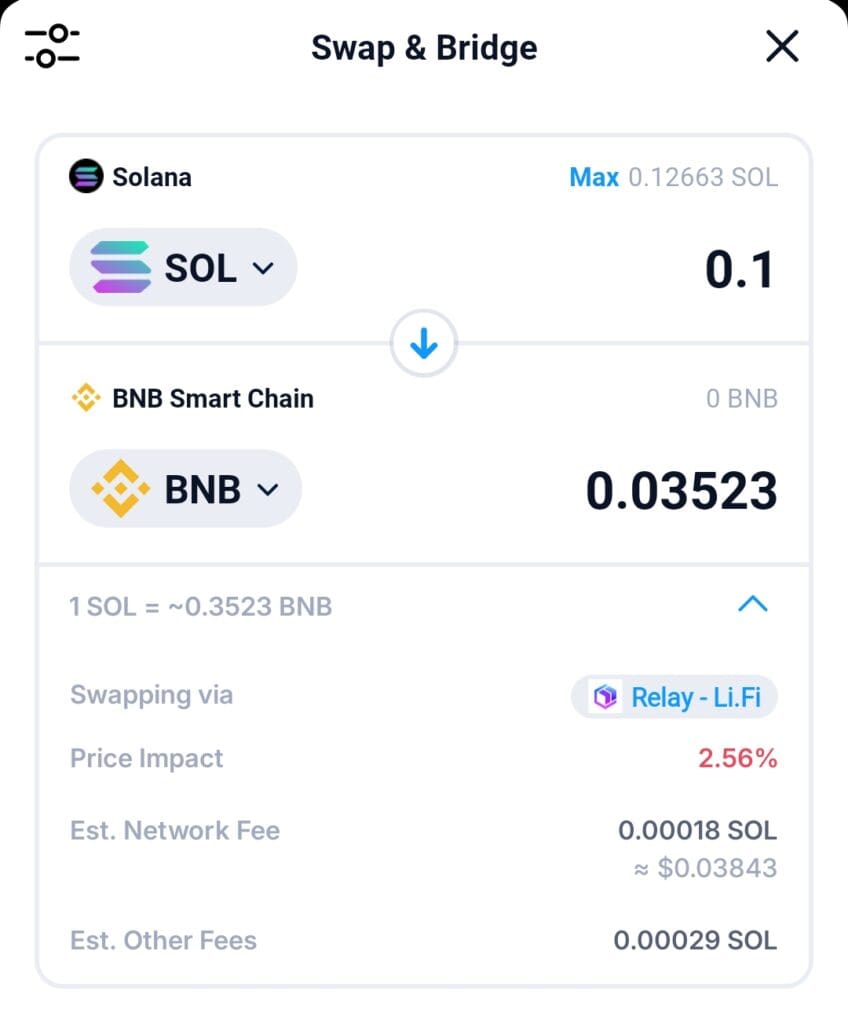 Swap & bridge, crypto.com DeFi wallet.
