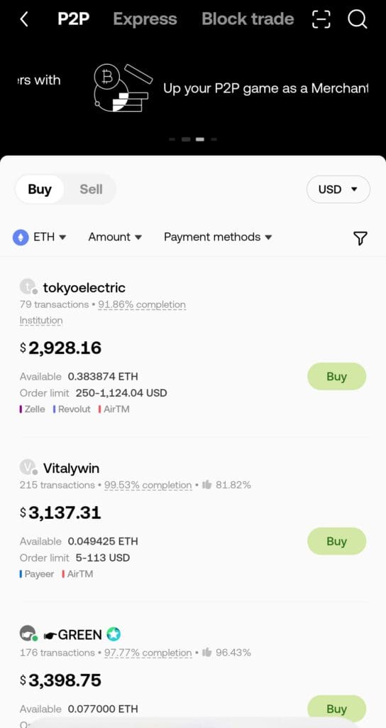 buy P2P , OKX