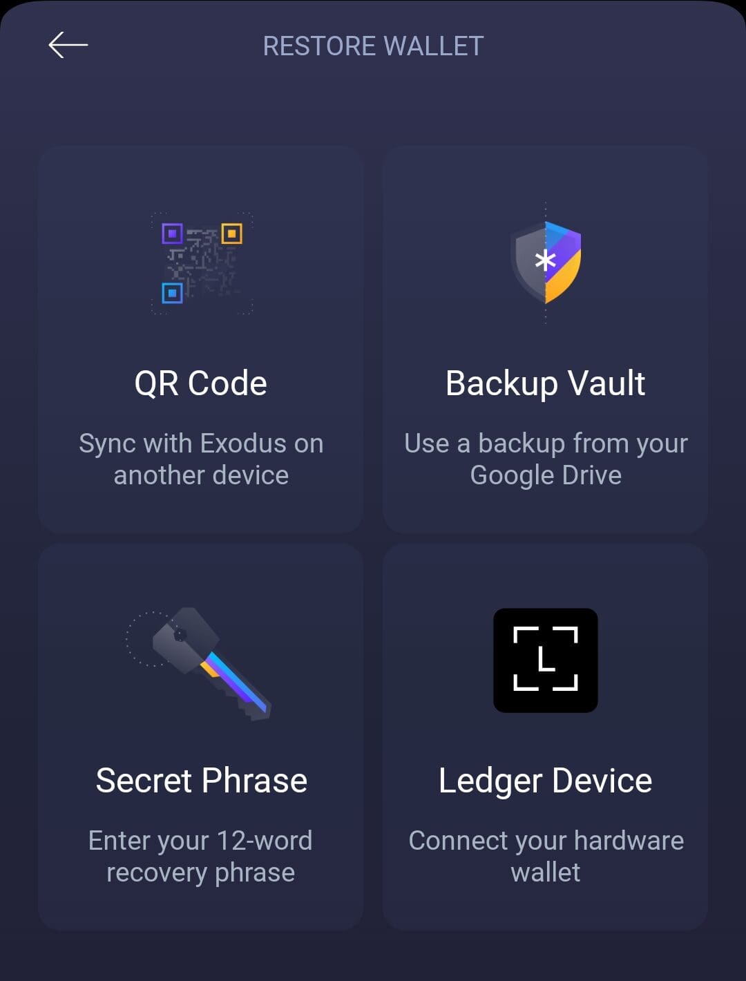 connect, sync, backup, Exodus Wallet