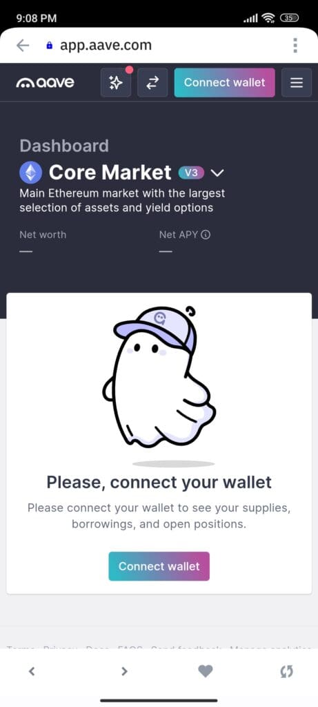 connect your Trust Wallet to aave