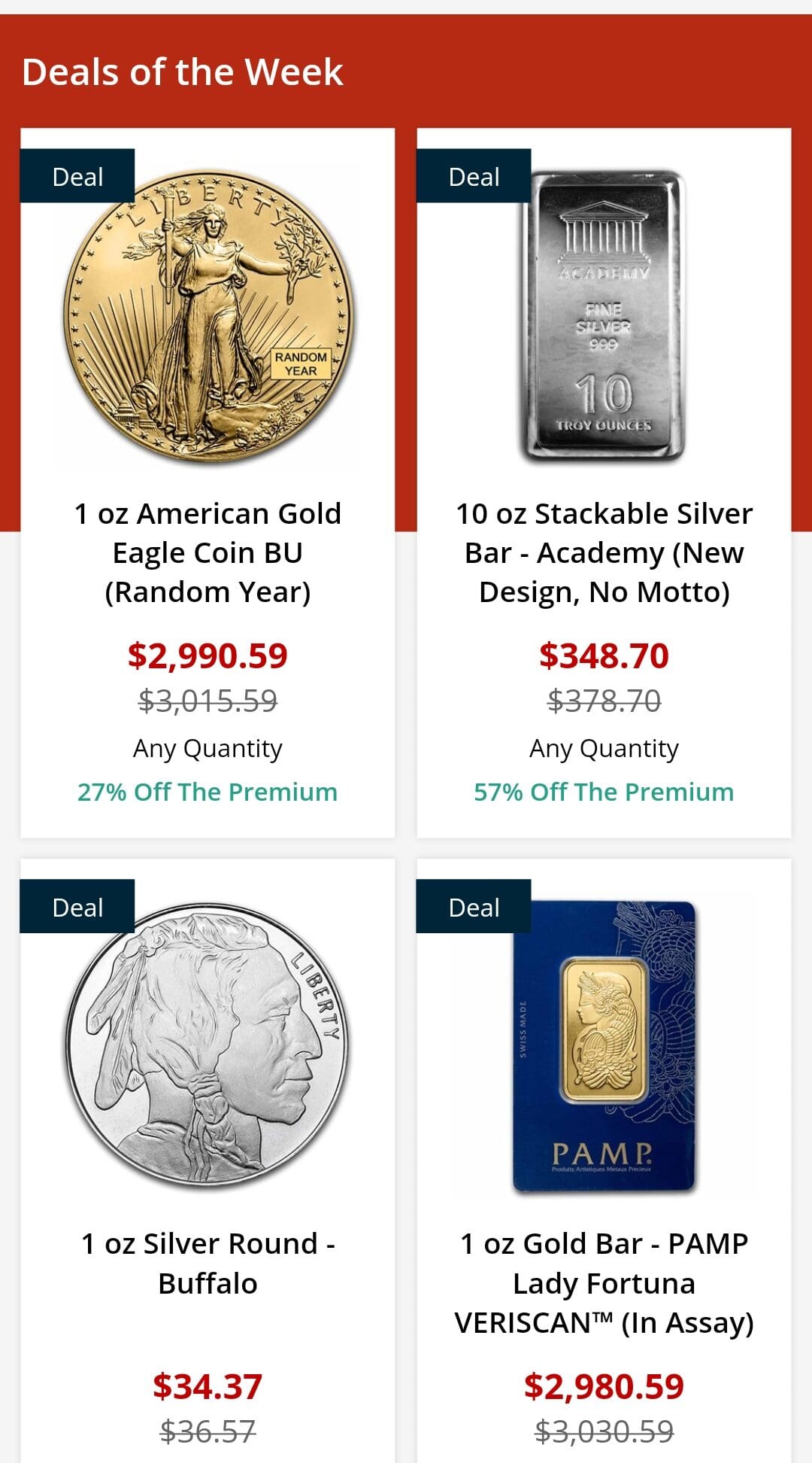 deals of the week, APMEX