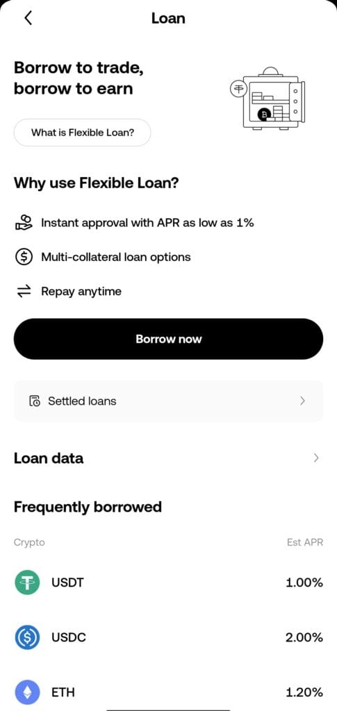 flexible loan with OKX
