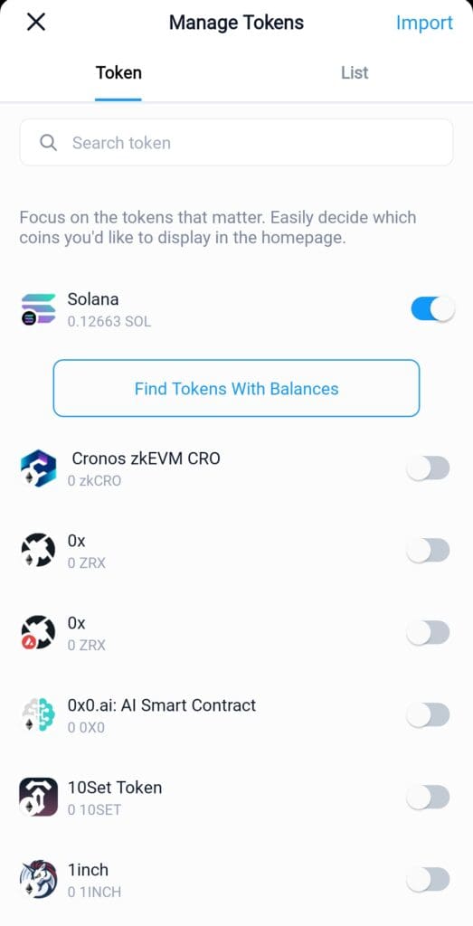 manage tokens, Crypto.com onchain