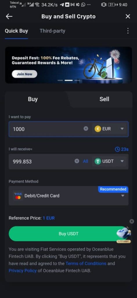 quick sell, MEXC