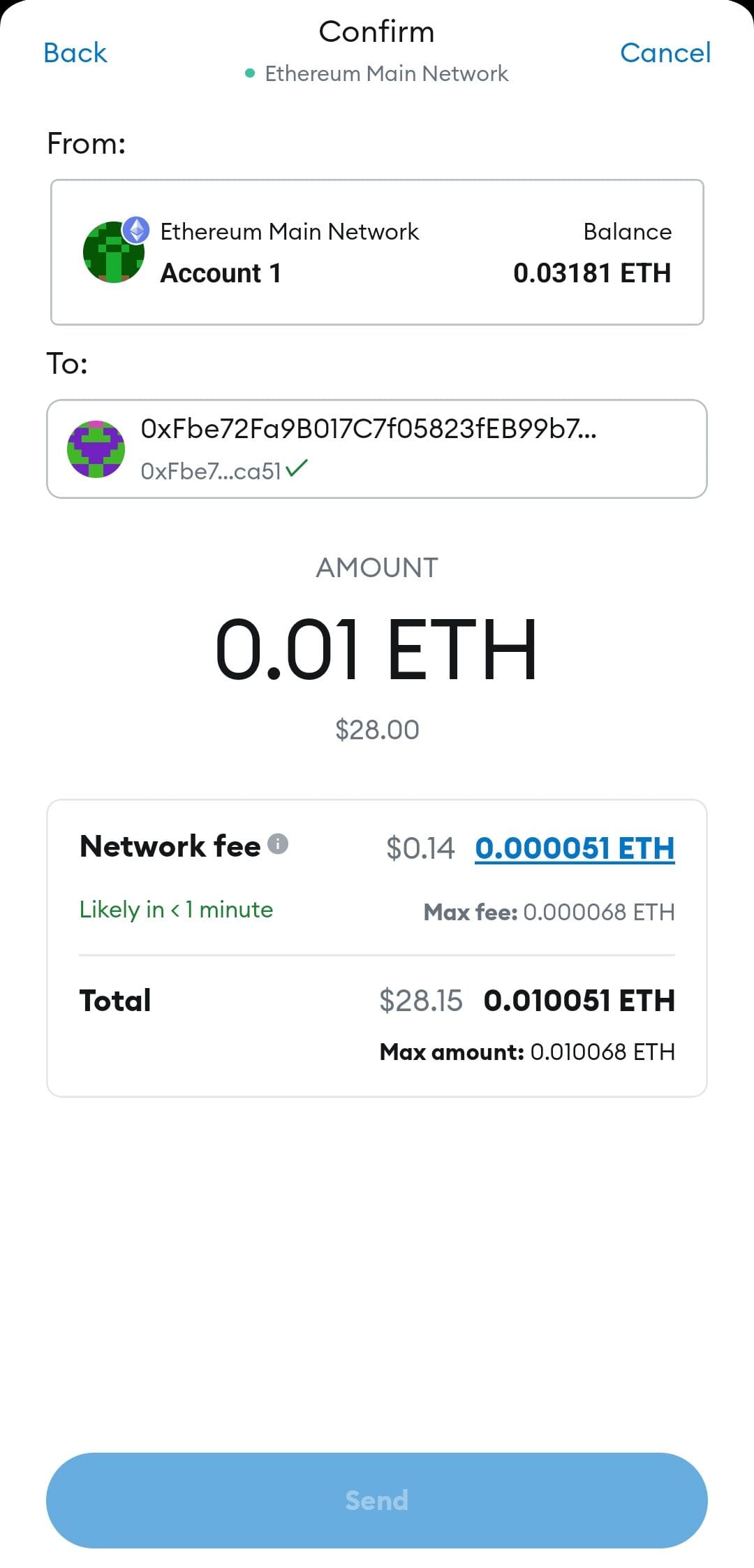 send crypto from Metamask wallet