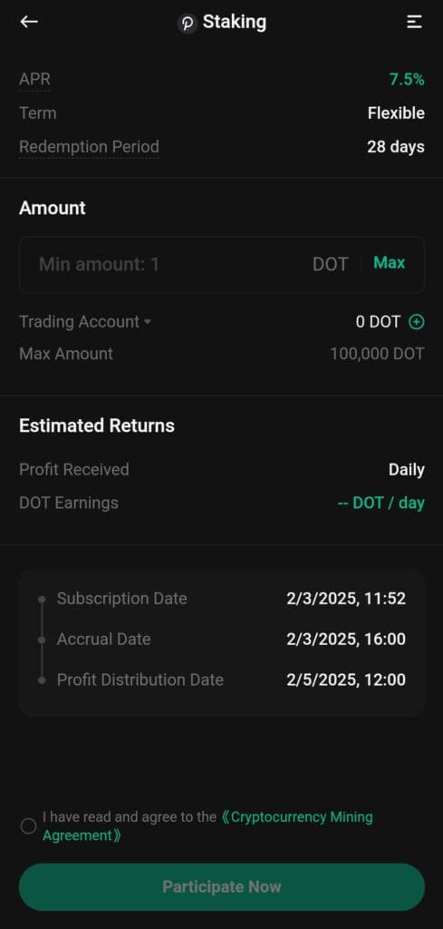 staking DOT, KuCoin