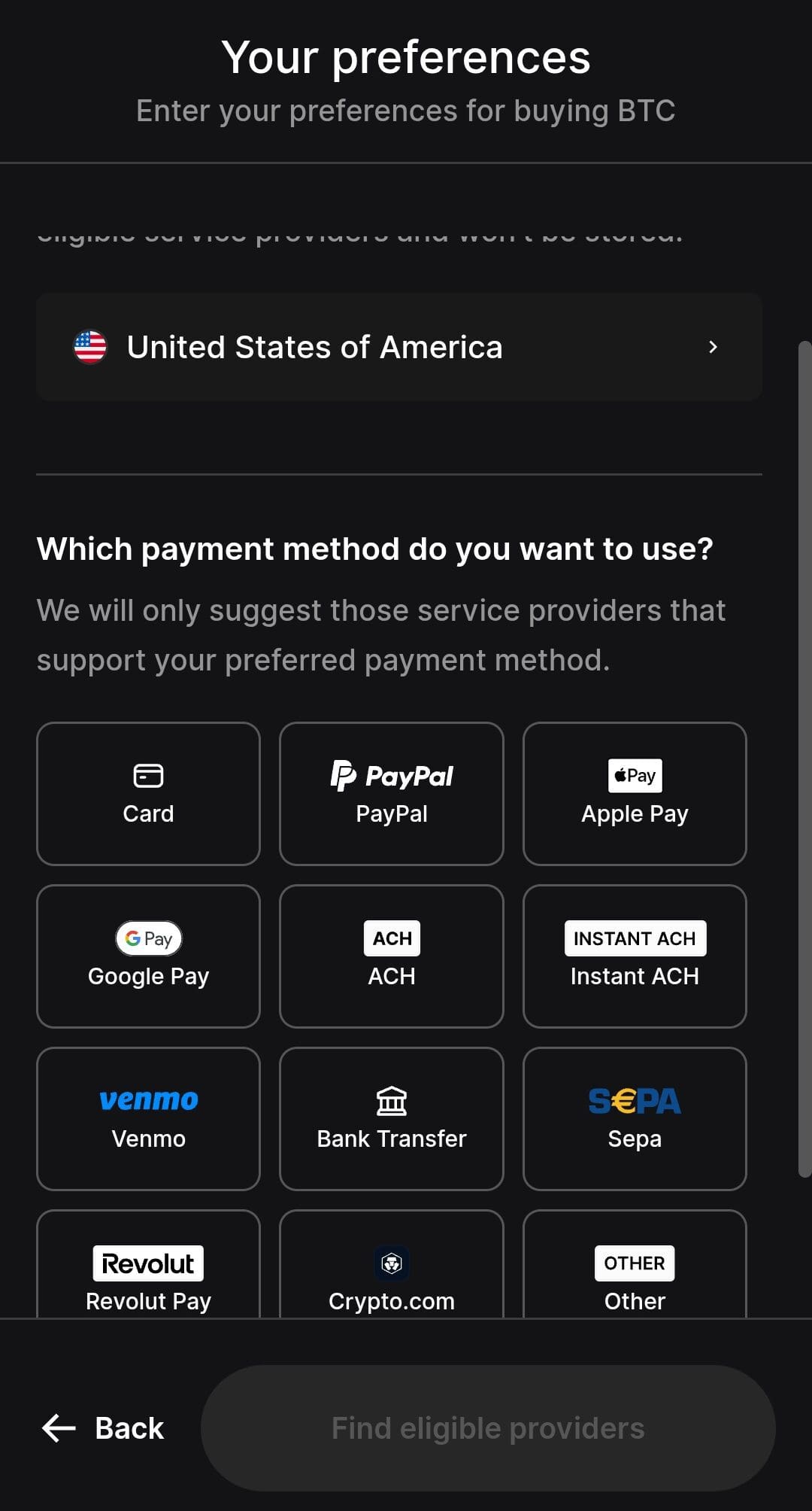 Ledger wallet payment methods
