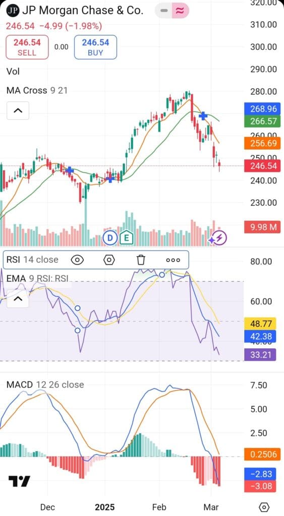 MA RSI MACD indicators on chart, Trading View Premium
