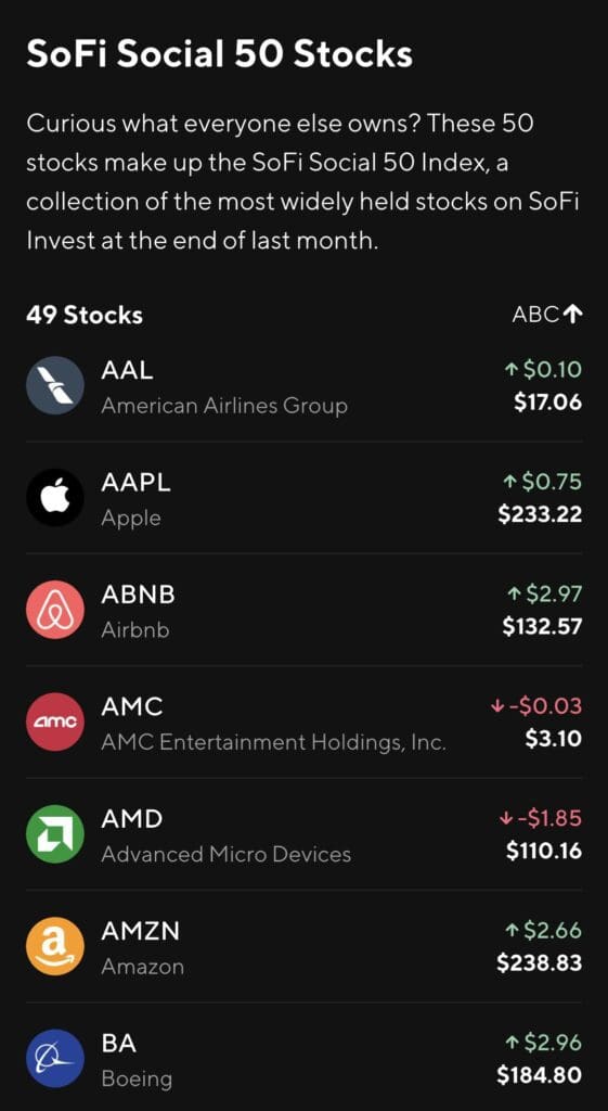 SoFi social investing