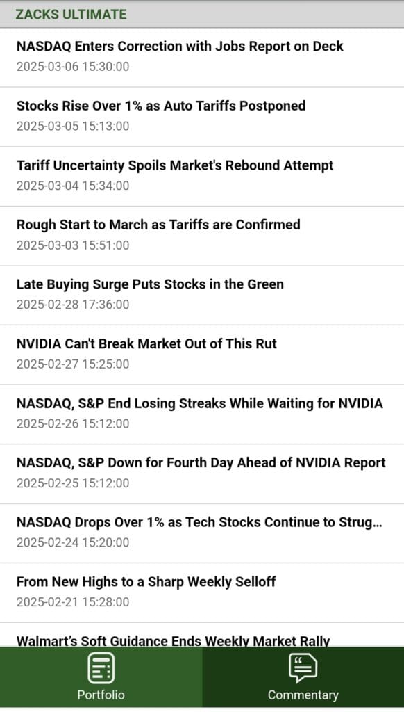 Zacks Ultimate commentary