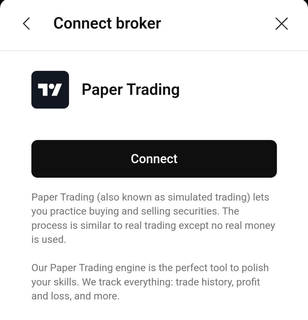 create paper trading account, TradingView