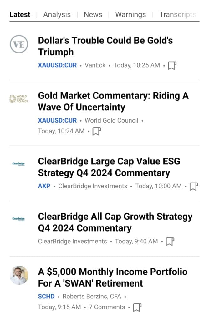 lastest news on my portfolio, Seeking Alpha Premium