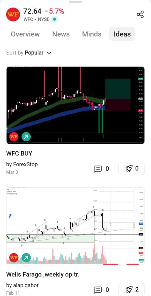 see stock ideas by other traders, TradingView