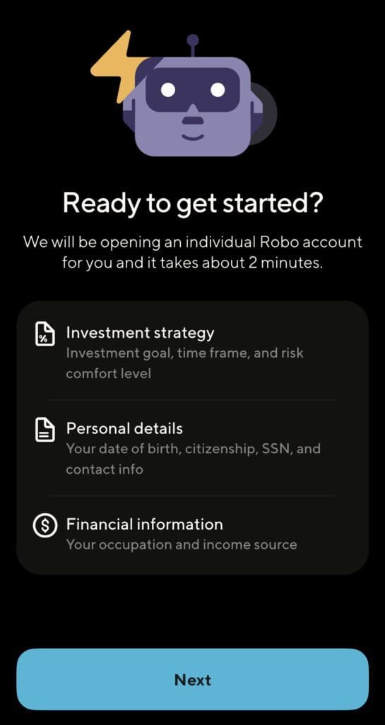sign up to robo advisor, SoFi Invest
