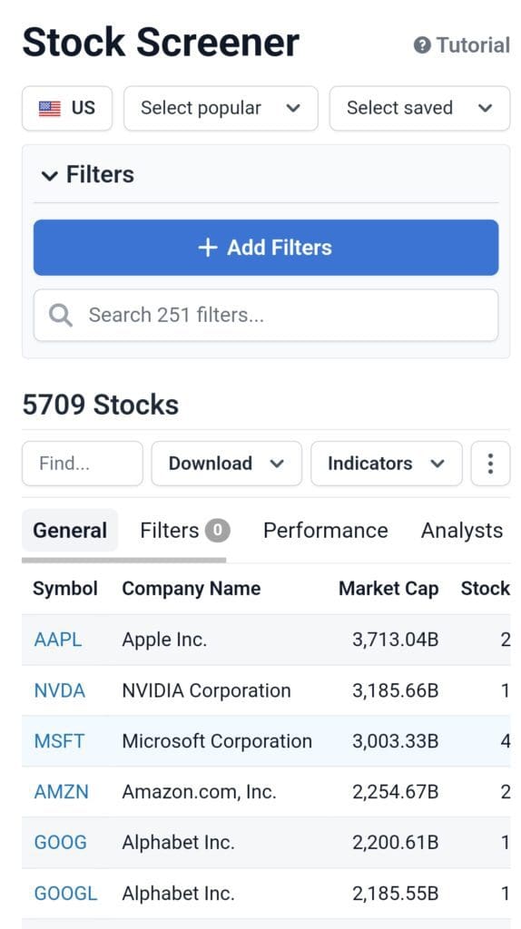 stockanalysis.com stock screener overview