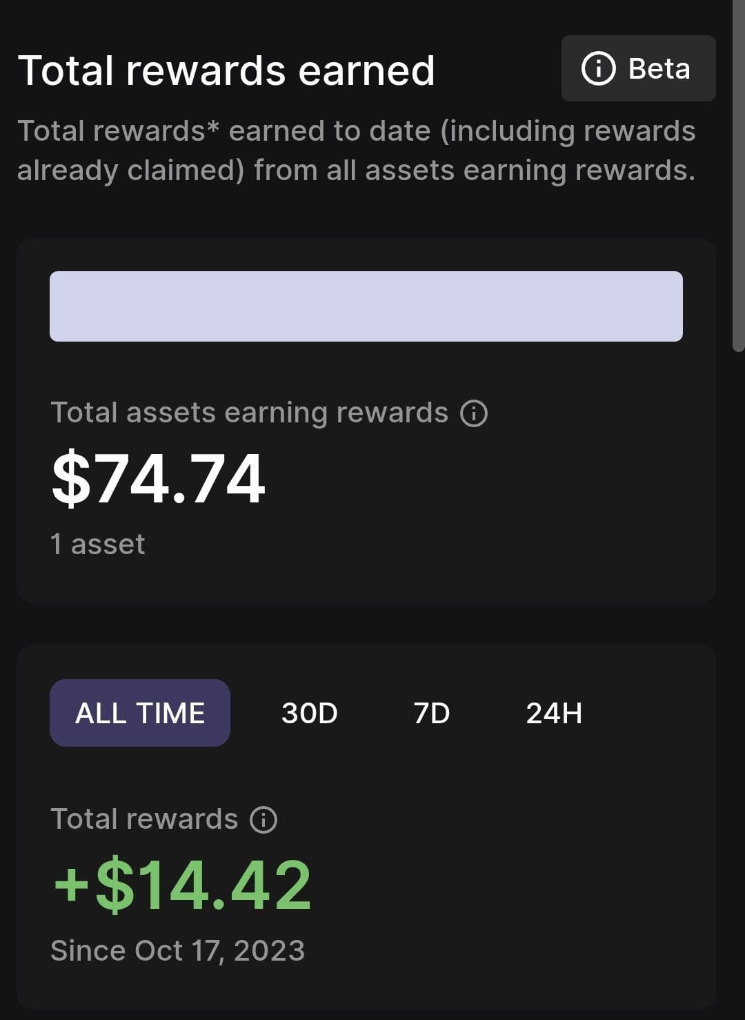 view rewards earned, Ledger wallet