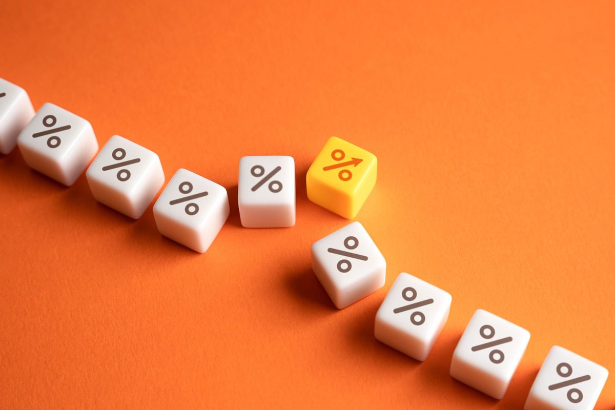 Stacked cubes with percentage symbols
