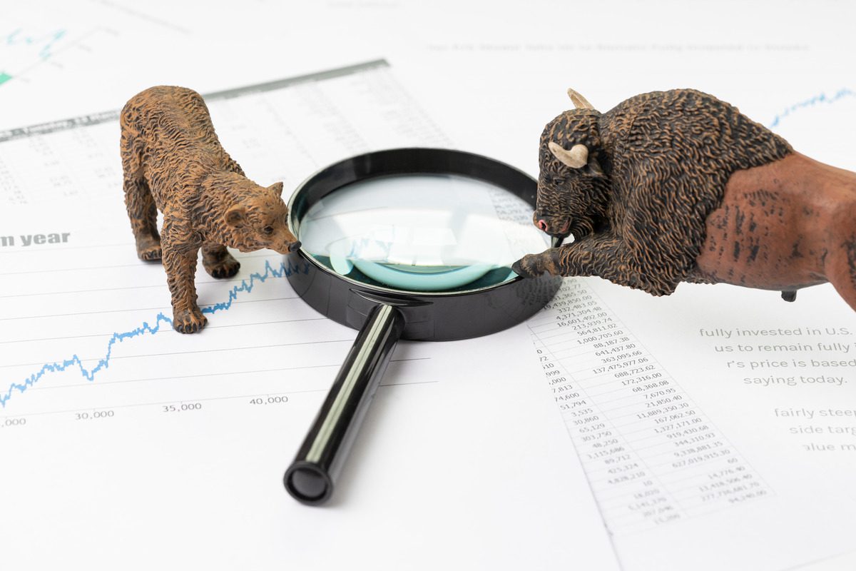 Toy bull and bear figurines