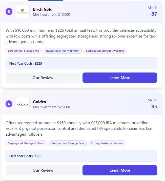 Smart Investor gold dealer results on mobile